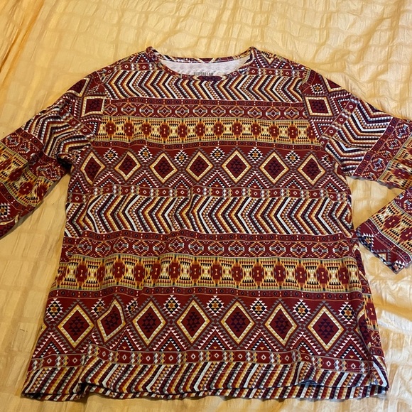 Bedford Fair long sleeve‎ shirt size large! Aztec print fall colors - Picture 1 of 3